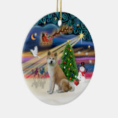 Xmas Magic - Akita Inu Keramikornament (Rechts)