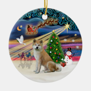 Xmas Magic - Akita Inu Keramikornament