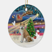 Xmas Magic - Akita Inu Keramikornament (Links)