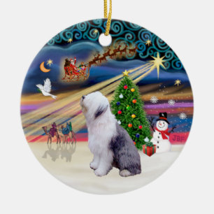 Xmas Magic - Alter Englischer Schäferhund 1 Keramik Ornament