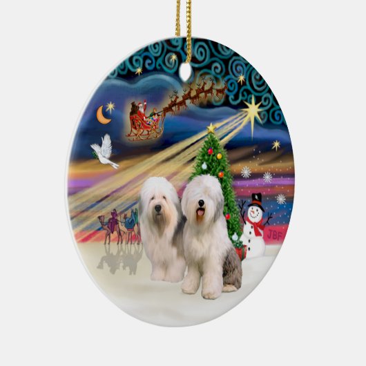 Xmas Magic - Altes Englisch (zwei) Keramik Ornament (Rechts)