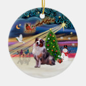 Xmas Magic - Aussie Shepherd 1 (nur) Keramik Ornament (Vorne)
