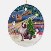 Xmas Magic - Aussie Shepherd 1 (nur) Keramik Ornament (Links)