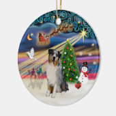 Xmas Magic - Aussie Shepherd (Merle) Keramikornament (Links)