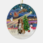 Xmas Magic - Aussie Shepherd (rot-weiß 4) Keramikornament (Links)
