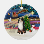 Xmas Magic - Aussie Shepherd (tri) Keramikornament (Hinten)