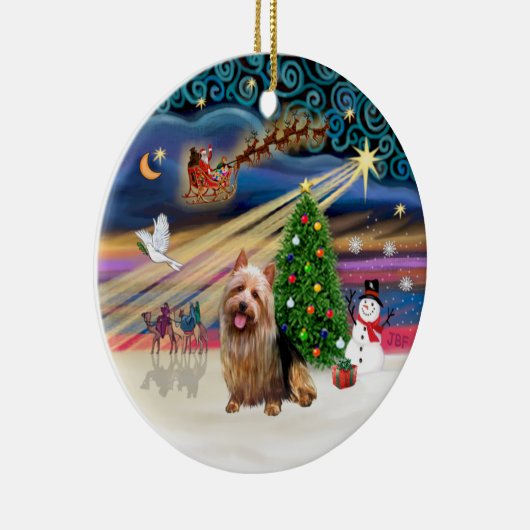 Xmas Magic - Australian Terrier Keramikornament (Rechts)