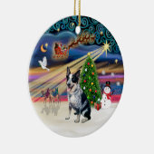Xmas Magic - Australischer Rinderhund Keramikornament (Rechts)