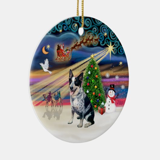 Xmas Magic - Australischer Rinderhund Keramikornament (Rechts)