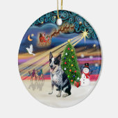 Xmas Magic - Australischer Rinderhund Keramikornament (Links)