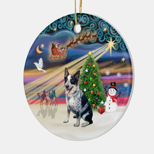 Xmas Magic - Australischer Rinderhund Keramikornament (Links)