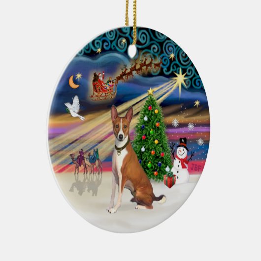 Xmas Magic - Basenji Keramik Ornament (Rechts)