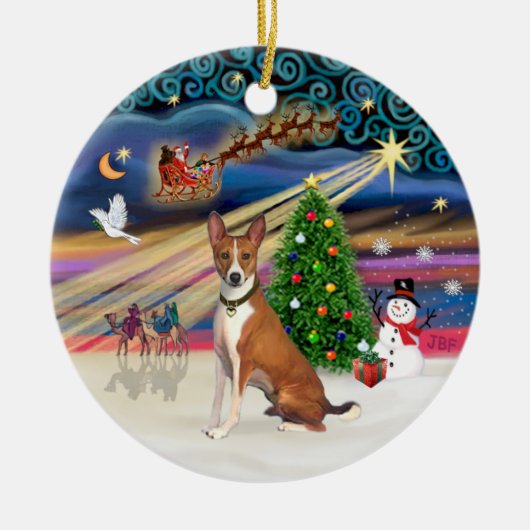 Xmas Magic - Basenji Keramik Ornament (Vorne)