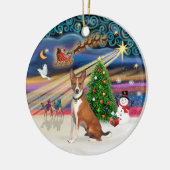 Xmas Magic - Basenji Keramik Ornament (Links)