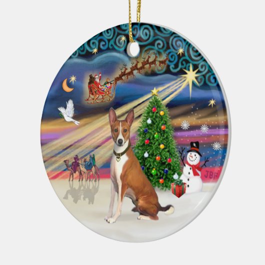 Xmas Magic - Basenji Keramik Ornament (Links)