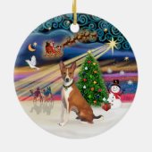 Xmas Magic - Basenji Keramik Ornament (Hinten)