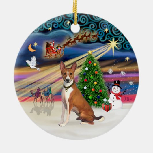 Xmas Magic - Basenji Keramik Ornament (Hinten)
