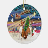 Xmas Magic - Basenjis (zwei) Keramikornament (Links)