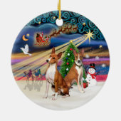 Xmas Magic - Basenjis (zwei) Keramikornament (Hinten)