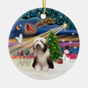 Xmas Magic - Bearded Collie (P) Keramikornament