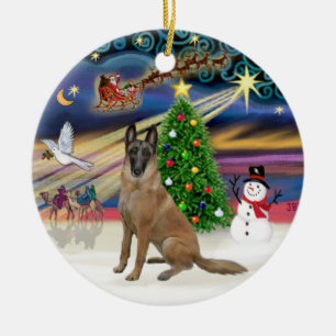 Xmas Magic-Belgischer Malinois 1r Keramikornament