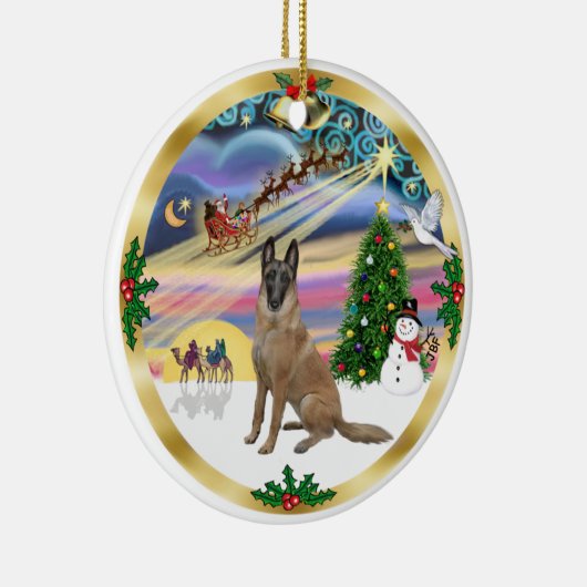 Xmas Magic-Belgium Malinois1r Keramik Ornament (Rechts)