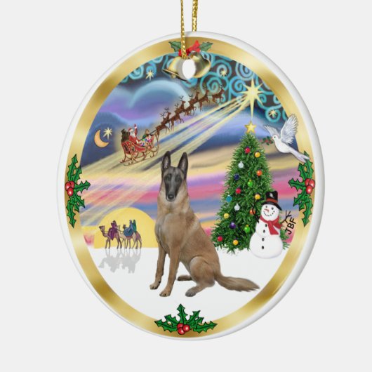 Xmas Magic-Belgium Malinois1r Keramik Ornament (Links)