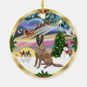 Xmas Magic-Belgium Malinois1r Keramik Ornament (Hinten)
