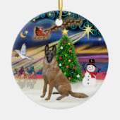 Xmas Magic-Belgium Malinois 1r Keramikornament (Vorne)
