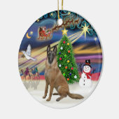 Xmas Magic-Belgium Malinois 1r Keramikornament (Links)