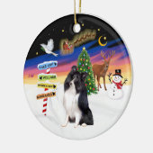 Xmas Magic - Bi Black Shetland Sheepdog Keramik Ornament (Links)