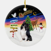 Xmas Magic - Bi Black Shetland Sheepdog Keramik Ornament (Hinten)