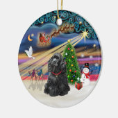 Xmas Magic - Black Cocker Spaniel Keramik Ornament (Links)
