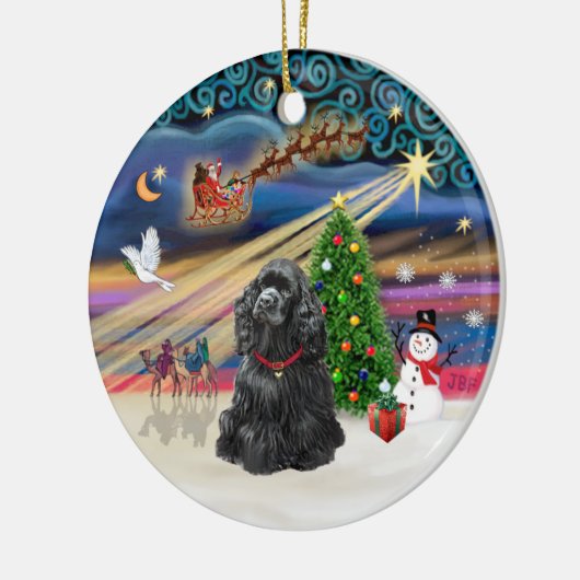 Xmas Magic - Black Cocker Spaniel Keramik Ornament (Links)