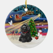 Xmas Magic - Black Cocker Spaniel Keramik Ornament (Hinten)