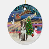 Xmas Magic - Border Collie (braun-weiß) Keramikornament (Links)
