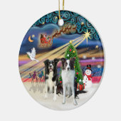 Xmas Magic - Border Colliese (Zwei-B-Brn) Keramik Ornament (Links)