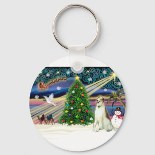 Xmas Magic-Borzoi Schlüsselanhänger