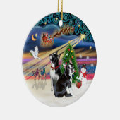 Xmas Magic- Boston Terriers (zwei) Keramikornament (Rechts)