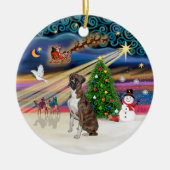 Xmas Magic - Boxer (Brindle-natural) Keramikornament (Vorne)