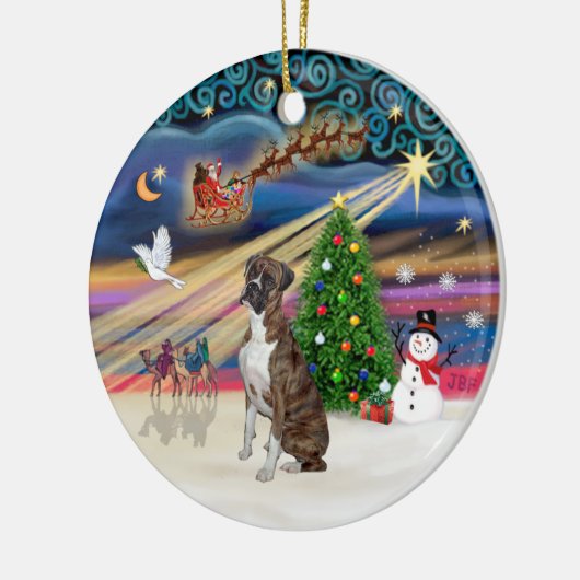 Xmas Magic - Boxer (Brindle-natural) Keramikornament (Links)