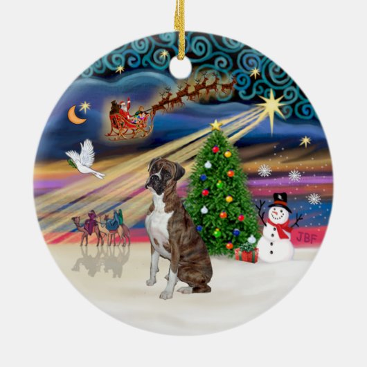Xmas Magic - Boxer (Brindle-natural) Keramikornament (Hinten)