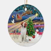 Xmas Magic - Bretagne Spaniel Keramik Ornament (Links)