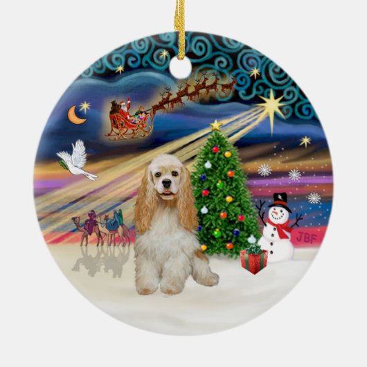 Xmas Magic - Buff Cocker Spaniel Keramikornament (Hinten)