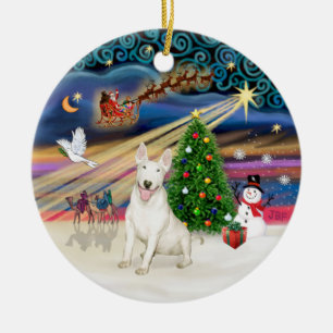 Xmas Magic - Bull Terrier 4 (lachen) Keramikornament