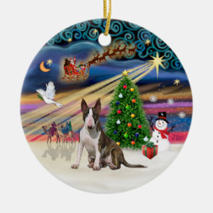 Xmas Magic - Bull Terrier (gefleckt-weiß0 Keramikornament