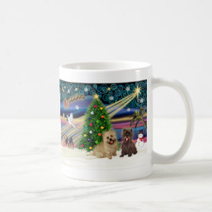 Xmas Magic-Cairn Paar-weizen+brandfleckig Kaffeetasse