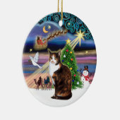 Xmas Magic - Calico cat (ASH) Keramik Ornament (Rechts)