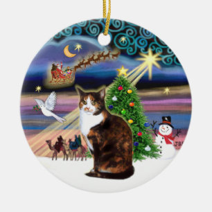 Xmas Magic - Calico cat (ASH) Keramik Ornament