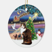 Xmas Magic - Calico cat (ASH) Keramik Ornament (Links)